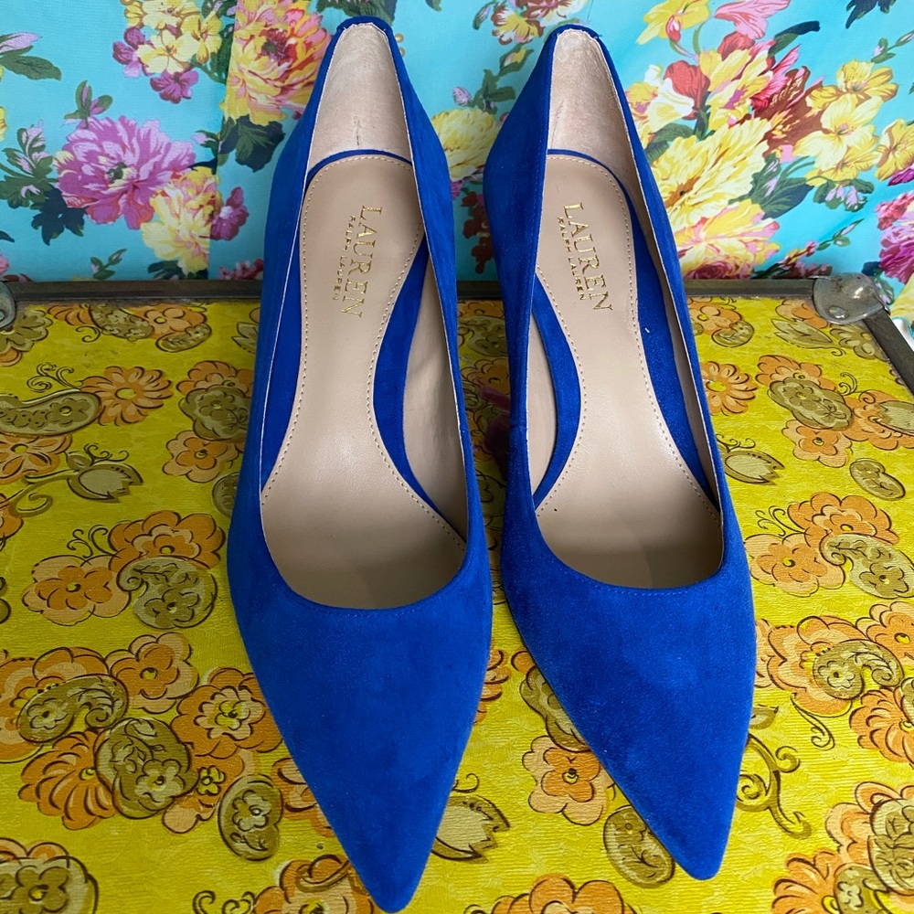 Beautiful royal blue suede Ralph Lauren pumps